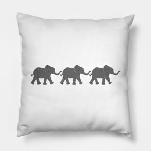 Three Elephants Pillow