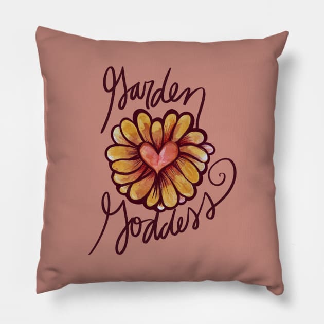 Garden Goddess Flower Heart Pillow by bubbsnugg