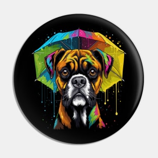 Boxer Rainy Day With Umbrella Pin