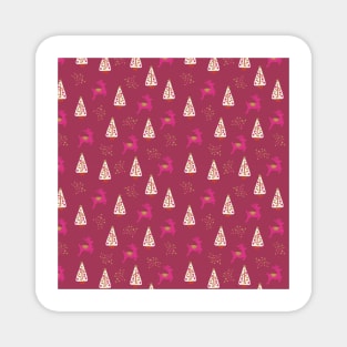 Pink Reindeer and Christmas Trees Magnet