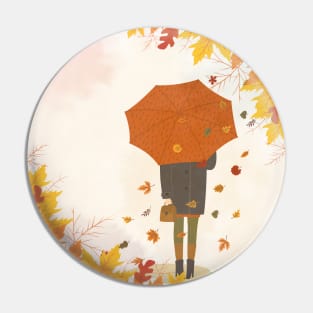 Autumn Girl Waiting Pin