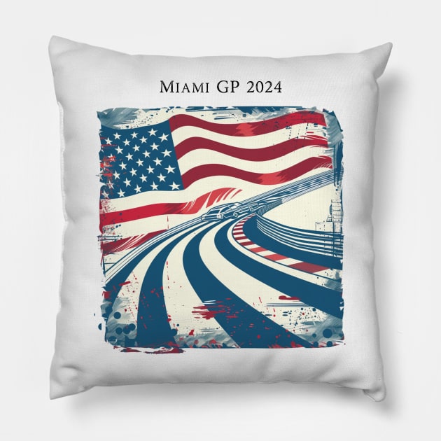 2024 Miami Grand Prix F1 T-Shirt - Merchandise | Unique F1 Tracks Design | Limited Edition | Perfect Gift for Miami F1 Fans Pillow by pitshopmerch@gmail.com