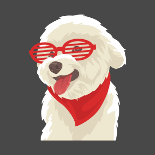 Poodle with Red Striped Sunglasses T-Shirt T-Shirt