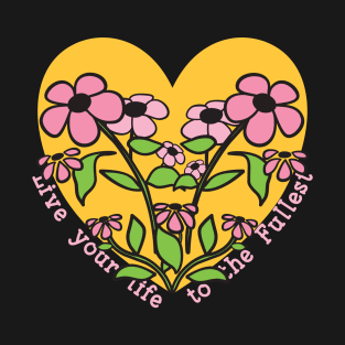 Live life floral heart T-Shirt