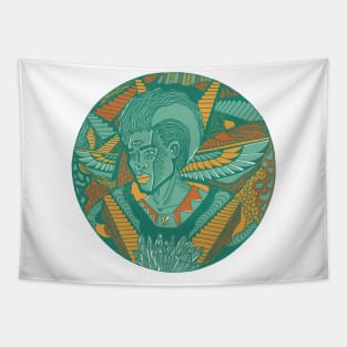 Mountain Green Wise Afro King Tapestry