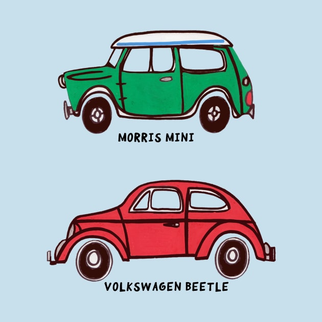 Morris Mini and Volkswagen Beetle by Pollux by WorldofPollux