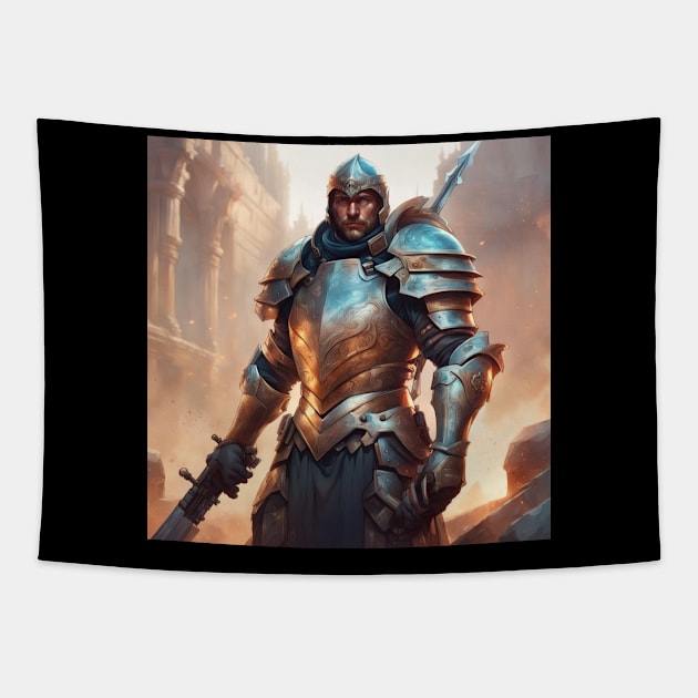 Battle-Ready Gear for Head Protection Tapestry by tearbytea