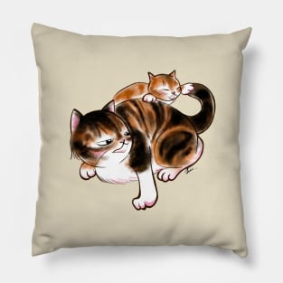 Big cat and naughty kitten Pillow