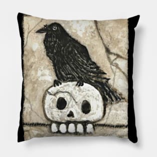 Raven and Skull Pillow