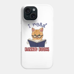 I read banned books (fluffy orange cat) Phone Case