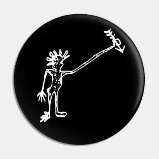 Man with Arrow Doodle White Pin