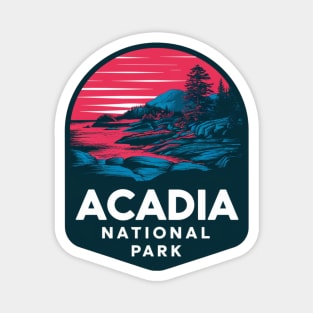 Red Sky Above Acadia National Park Emblem Magnet