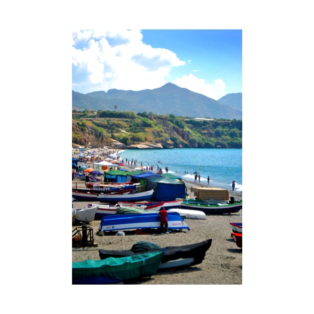 Fishing Boats Burriana Beach Nerja Spain by AndyEvansPhotos