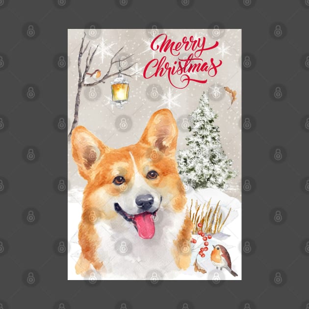 Welsh Pembroke Corgi Merry Christmas Santa Dog by Puppy Eyes