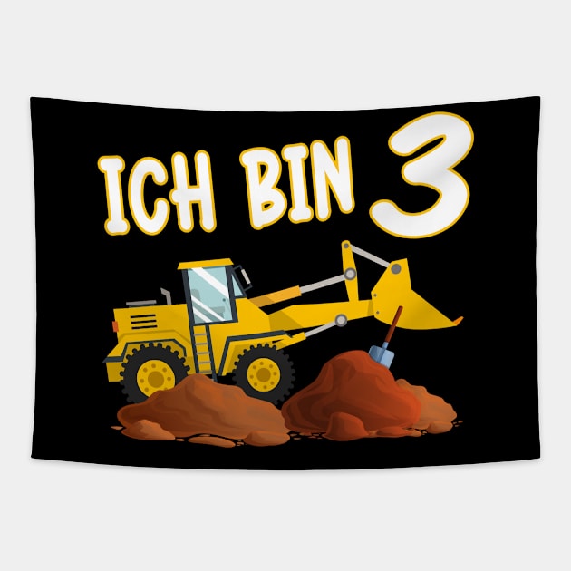 Ich bin 3 Bagger Kinder Geburtstag Tapestry by Foxxy Merch