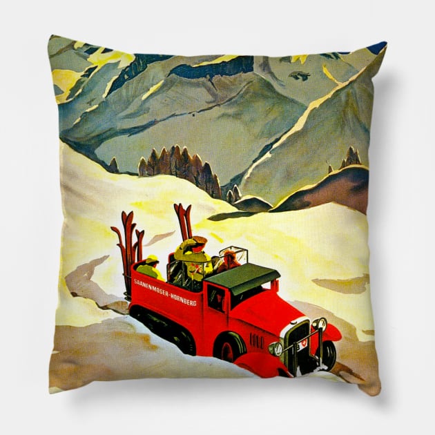 Vintage Travel - Gstadd Pillow by Culturio