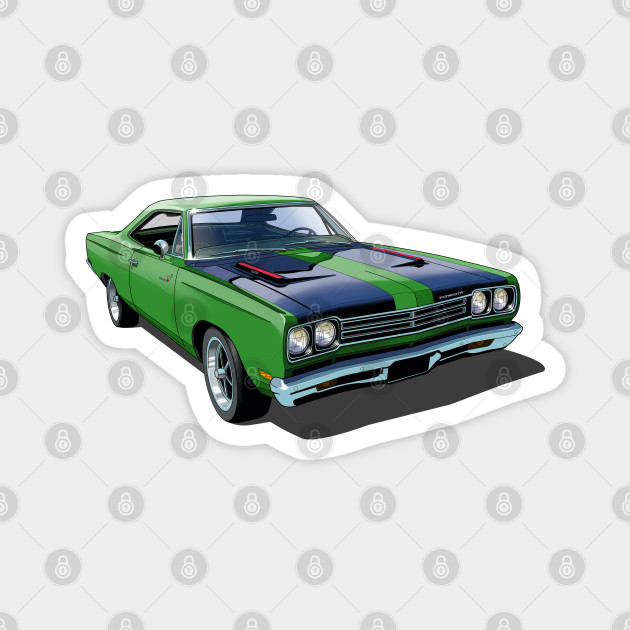 1969 Plymouth Roadrunner In Green Plymouth Roadrunner Magnet Teepublic