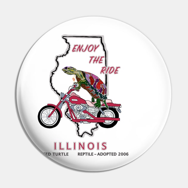 Turtle, Illinois, Painted Turtle, Motorcycle, Love, Enjoy the Ride Pin by cfmacomber