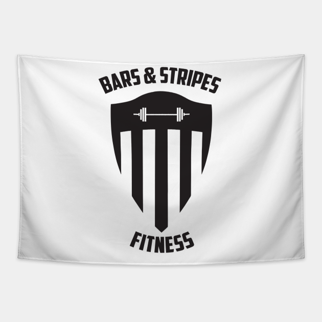 BSF Bars & Stripes Fitness Logo All Black! Fitness Gym Tapestry TeePublic