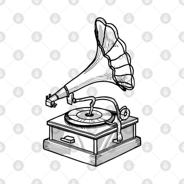 Line art of a Gramophone by design/you/love