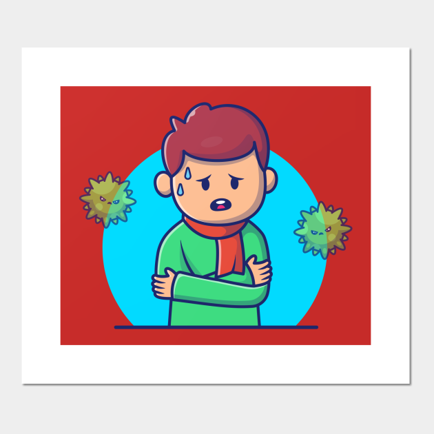Boy with Fever And Flu Cartoon (2) - Flu - Posters and Art Prints | TeePublic Boy with Fever And Flu Cartoon (2) - Flu - Posters and Art Prints | TeePublic