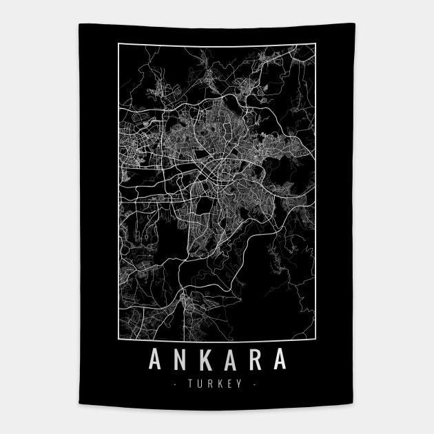 Ankara Turkey Minimalist Map Tapestry by Mapagram