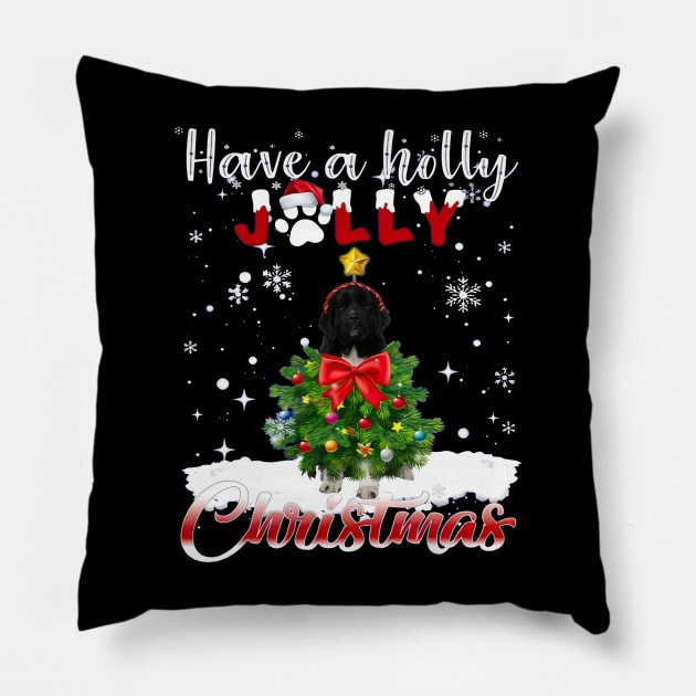 Have A Holly Jolly Christmas Newfoundland Dog Xmas Tree Pillow by nakaahikithuy