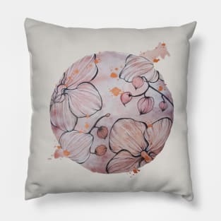 Watercolor Botanical Orchids Pillow