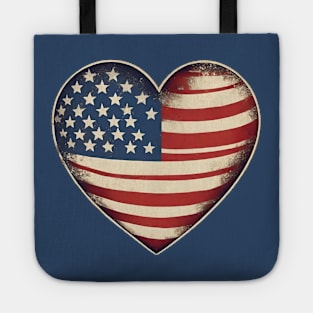 Vintage USA Flag Heart Shaped Tote