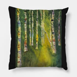Sunlit Birches Watercolor Batik Pillow