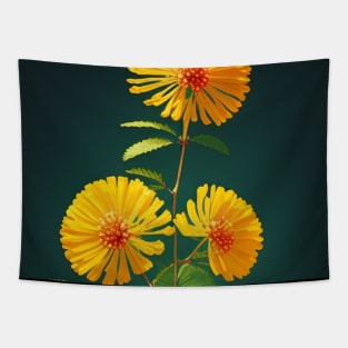 Closeup of Fantasy Mimosa Flowers - Yellow and Orange Flower Tapestry