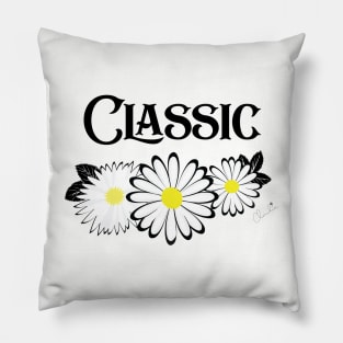 Classic Daisy Black n White Seamless Design Print Pattern Pillow