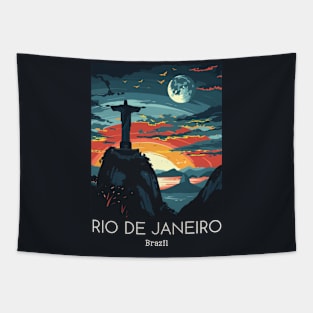 A Vintage Travel Illustration of Rio de Janeiro - Brazil Tapestry