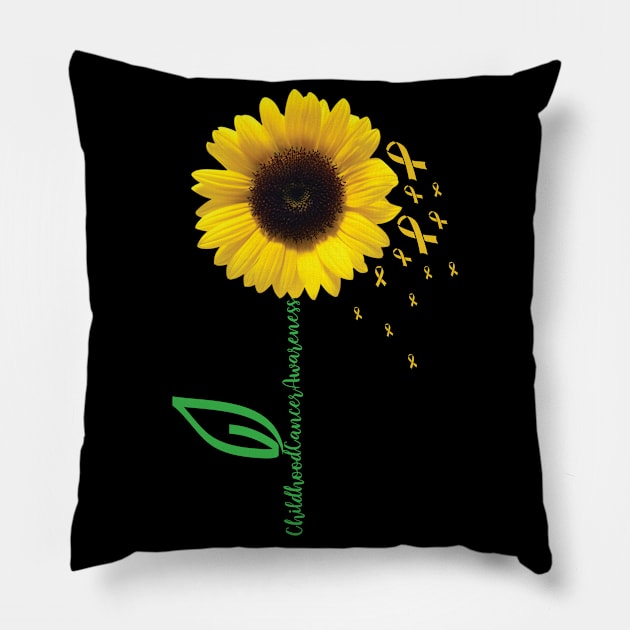 Childhood Cancer Awareness Sunflower Pillow by mazurprop