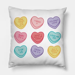 Beatles Love Songs Conversation Hearts II Pillow