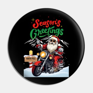 Season's Greetings | Santa on a Motorcycle Pin