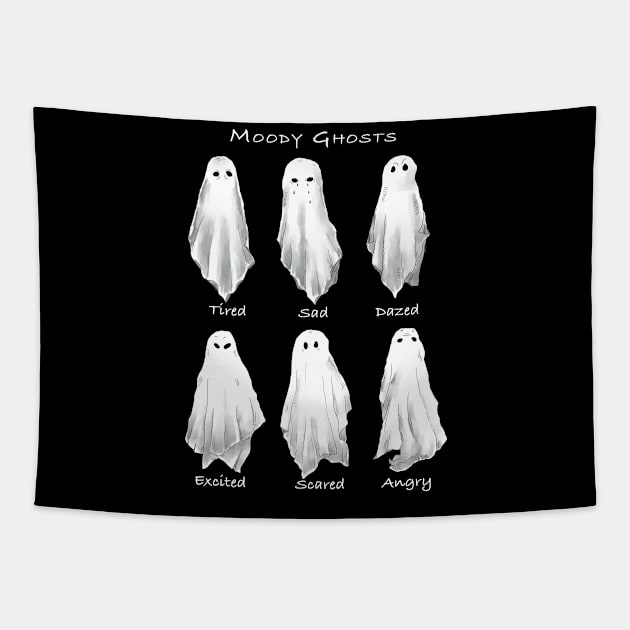 Moody Ghosts Tapestry by Little Birds