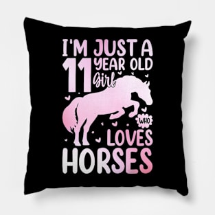 11th Birthday Horse Design for 11 Year Old Girls Pillow