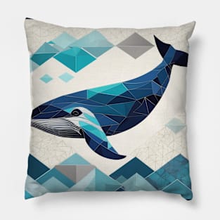 Geometric Whale Art Pillow