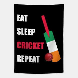 Eat Sleep Cricket Repeat Ireland Flag Tapestry