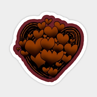 Brown Hearts Patterned Swirl Heart Magnet