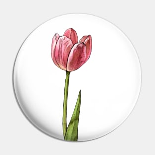 Pink Watercolor Tulip Pin