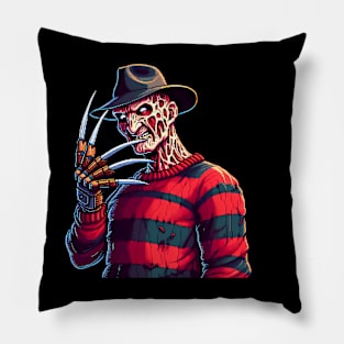 Freddy Krueger - Cartoon Horror Icon 8-Bit Design Pillow