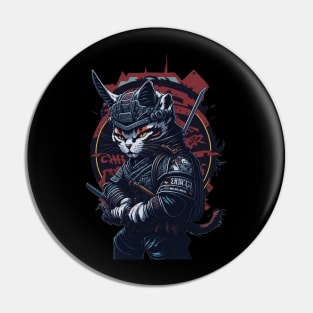 Samurai cat hip hop Pin