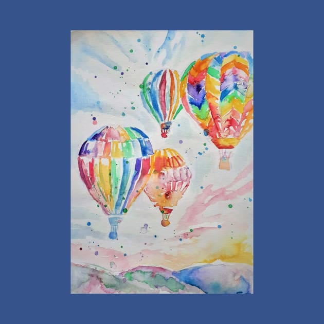 Hot Air Balloons Watercolor Painting by SarahRajkotwala