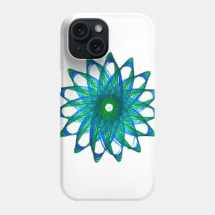 Spirograph Star Pattern #4--Blue and Green Phone Case