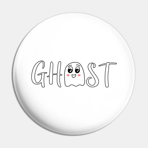 Ghost Lettering Word Cute Pin by Hariolf´s Mega Store