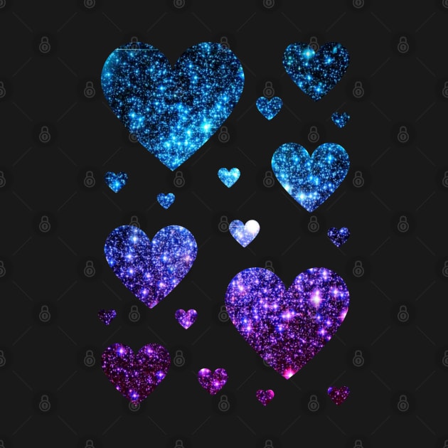 Teal and Purple Ombre Faux Glitter Hearts by Felicity-K