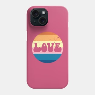 Retro Love Typography On Pastel Vintage Sunset Striped Background Phone Case