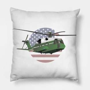 Green American Helicopter with Flag Pillow